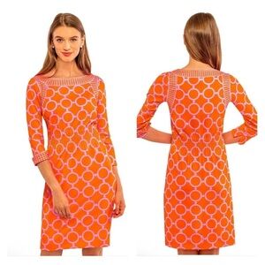 Gretchen Scott Designs Small The Cinch Dress - Dip & Dot Orange Pink